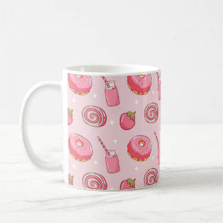 Mug Motif sans couture d'aliments roses mignons et kaw