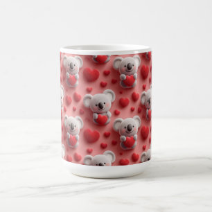 Mug Motif sans couture de koala duveteux 3D et de cœur