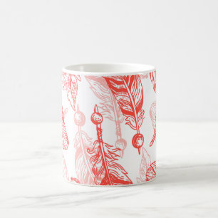 Mug Motif sans couture de plumes rouges