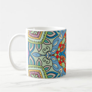 Mug Motif sans couture dessinée à la main. Coloré a
