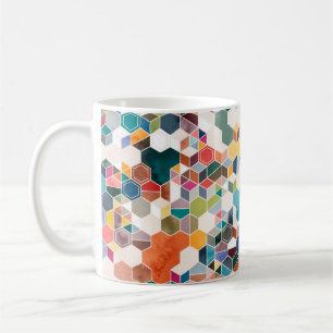 Mug Motif sans couture d'hexagones en couleurs aléatoi