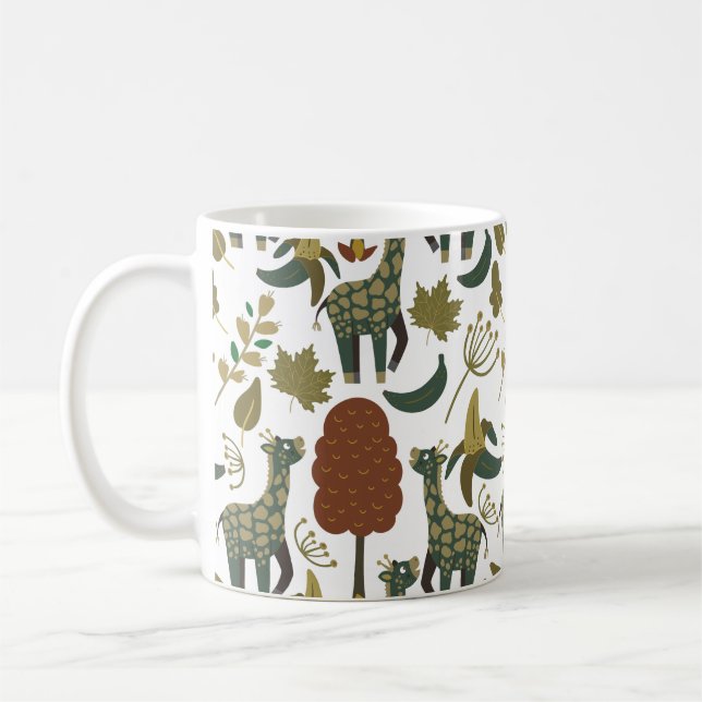 Mug Motif sans couture Giraffe | motif floral coloré (Gauche)