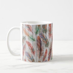 Mug Motif sans couture modèle avec plumes de couleur.