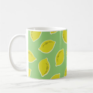 Mug Motif sans soudure à la main avec citrons en jaune