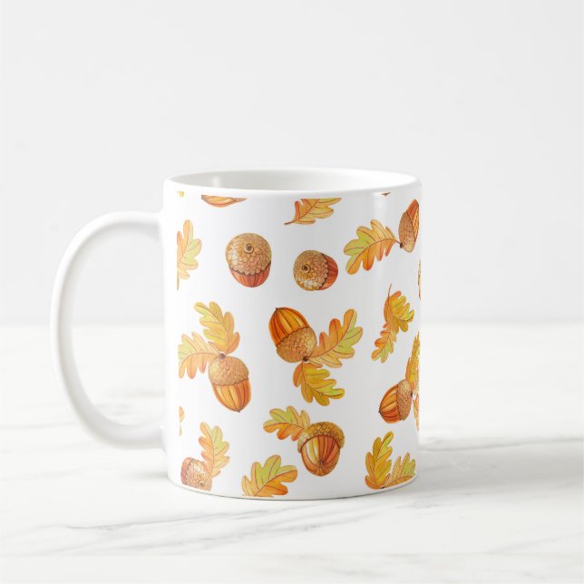 Mug motif sans soudure automne avec feuilles en chêne  (Gauche)