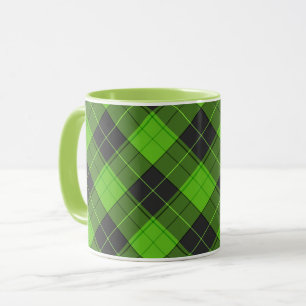Mug Motif simple en diagonale tartane en vert foncé