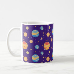Mug Motif spatial coloré avec planètes, étoiles