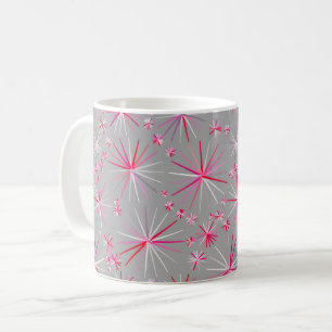 Mug Motif Spoutnik du milieu du siècle, Grey et Fuchsi