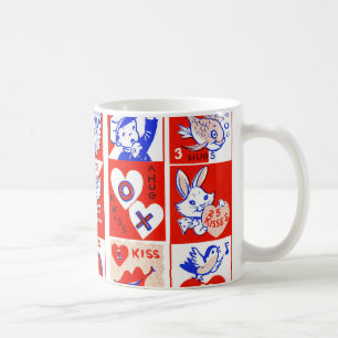 Mug Motif timbre de la Saint-Valentin vintage des anné