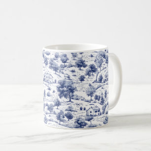 Mug Motif Toile de Campagne Bleu Rustique
