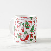 Motif tout en lutins et traîneaux de Noël
