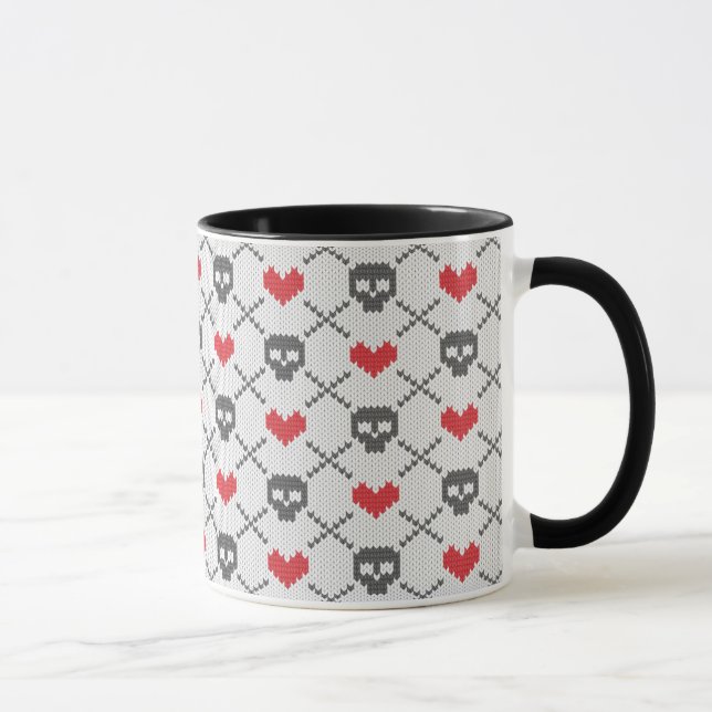 Mug Motif tricoté avec des crânes (Droite)