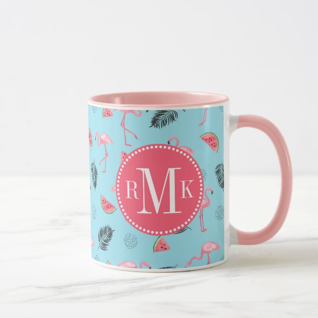 Mug Motif tropical à la mode de Flamant rose et de (Droite)