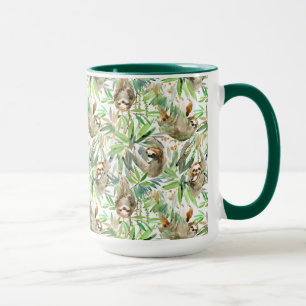 Mug Motif tropical de paresse d'aquarelle