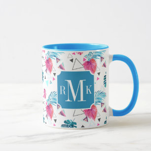 Mug Motif tropical de triangle de feuille