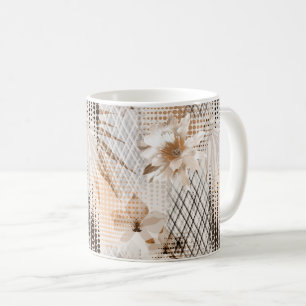 Mug Motif tropical gris beige.