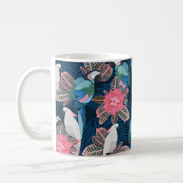 Mug Motif tropical sans couture avec perroquets. Vinta (Gauche)