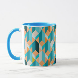 Mug Motif turquoise et orange de formes