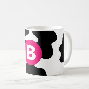 Mug Motif vache fantaisiste patch en rose monogramme