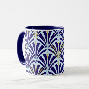 Mug Motif ventilateur Art déco - cobalt et bleu ciel