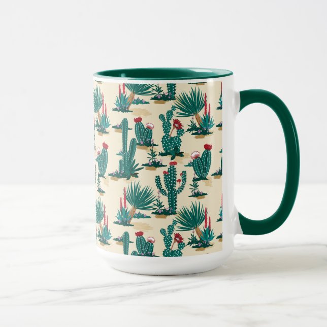 Mug Motif vert et rouge Cactus (Droite)