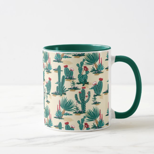 Mug Motif vert et rouge Cactus (Droite)