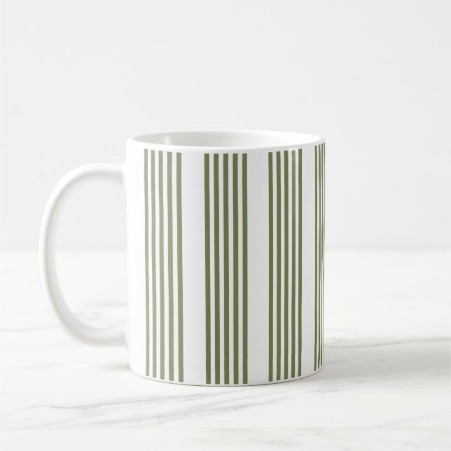Mug Motif vert olive et blanc cinq bandes (Gauche)