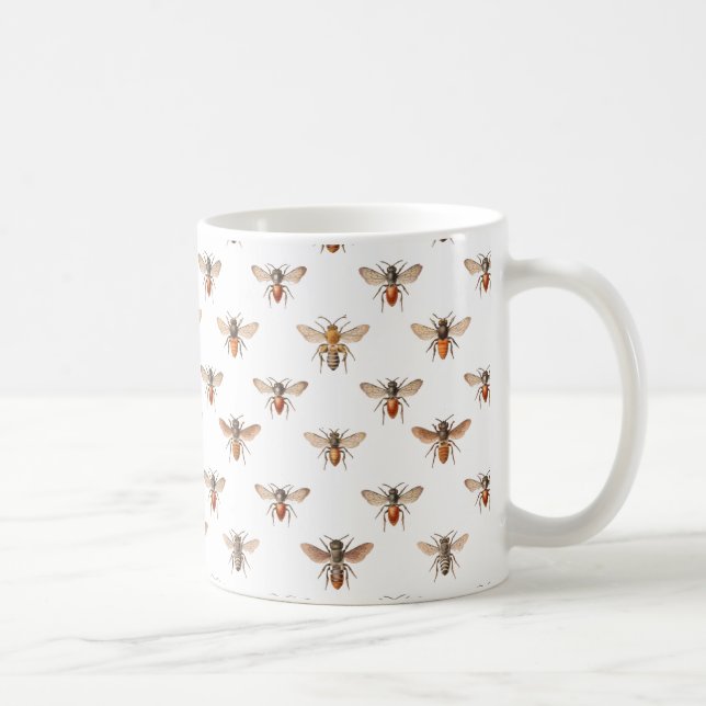 Mug Motif vintage d'illustration d'abeille (Droite)