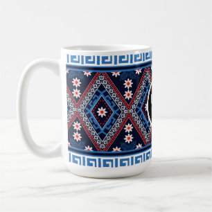 Mug Motifs géométriques ethniques abstraits bleus avec