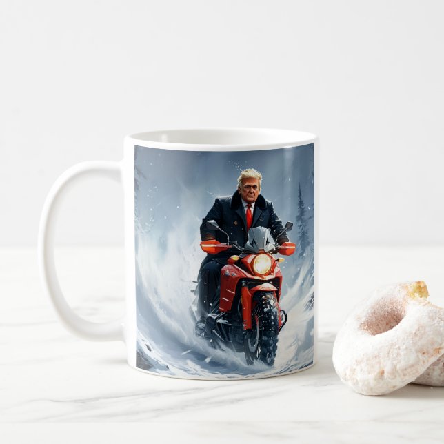 Mug Moto Trump Riding en hiver Noël MAGA (Avec donut)