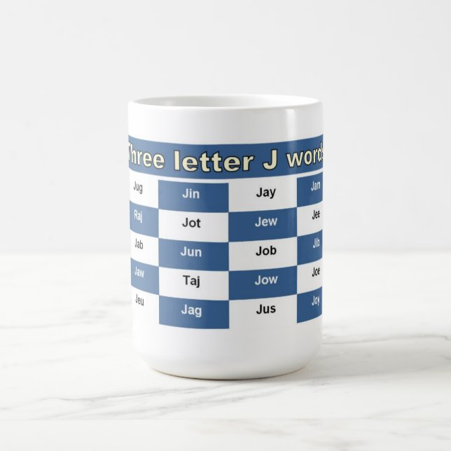 Mug Mots J de trois lettres pour mots croisés ou jeux  (Centre)