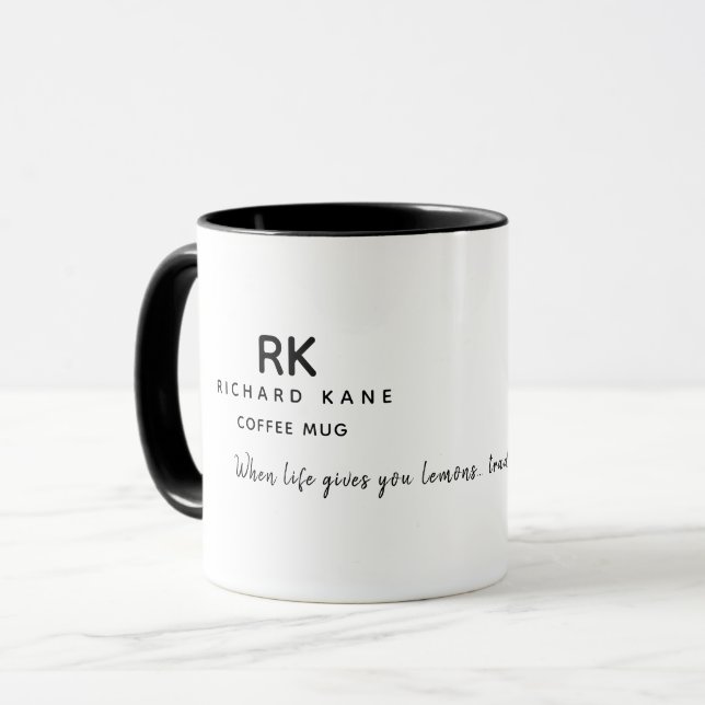 Mug Mots personnalisés 'Citron pour café' monogrammé (Devant gauche)