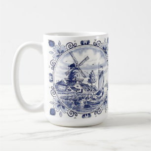 Mug Moulin à vent hollandais bleu de Delft chic vintag