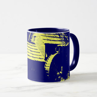 Mug Moulin bleu marine et jaune