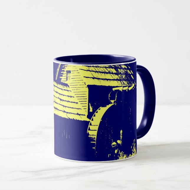 Mug Moulin bleu marine et jaune (Devant droit)
