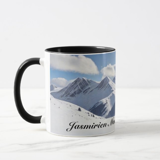 Mug Mountaineering with Climber Silhouette and Mtns (Gauche)