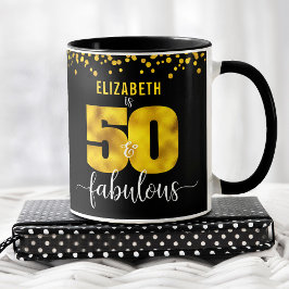 Mug Mousse en or noir points 50 et fabuleux nom d'anni