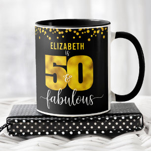 Mug Mousse en or noir points 50 et fabuleux nom d'anni