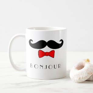 Mug Moustache de Bonjour et Bowtie rouge
