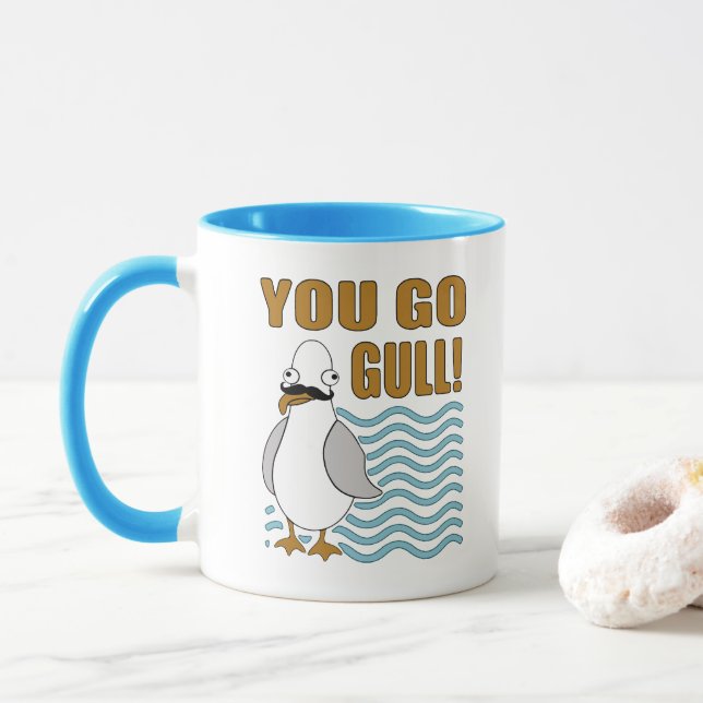 Mug Moustache Seagull You Go Gull (Avec donut)