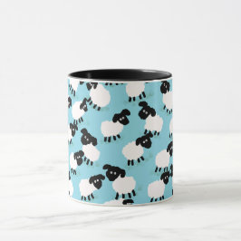 Mug Moutons Fluffants Sur Bleu Bébé