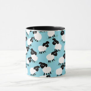 Mug Moutons Fluffants Sur Bleu Bébé