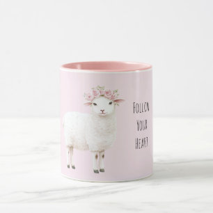 Mug Moutons Sucrés Roses Florales Roses