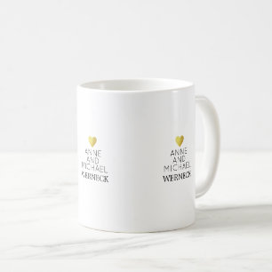 Mug Mr & Mrs prénoms / nom de famille, mariage d'amour