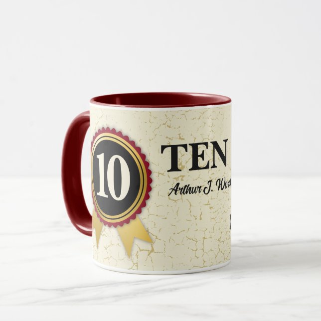 Mug Mu anniversaire de longévité de l'employé personna (Devant gauche)