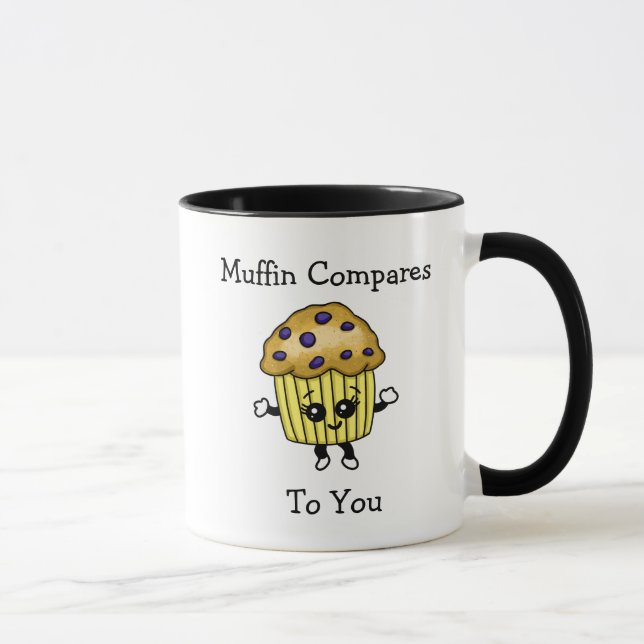Mug Muffin Comparé à vous, mignon Blueberry Muffin Pun (Droite)