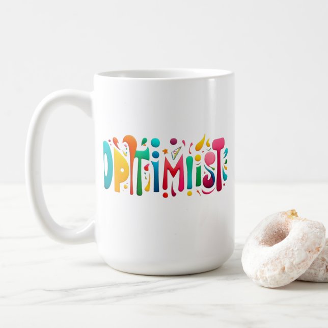 Mug "Mug Blanc Optimiste - Conception Motivationnelle  (Avec donut)