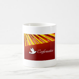 Mug Mug, Confirmation, Colombe sur fond rouge, Rayons