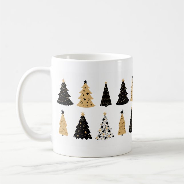 Mug Mug/Coupes blanches dans l'arbre de Noël noir et o (Gauche)