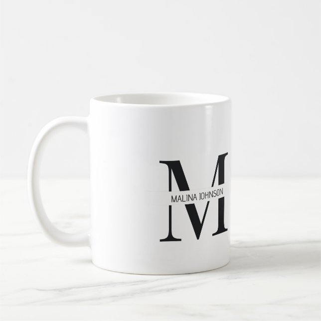 Mug "Mug de nom personnalisé avec lettre M" (Gauche)